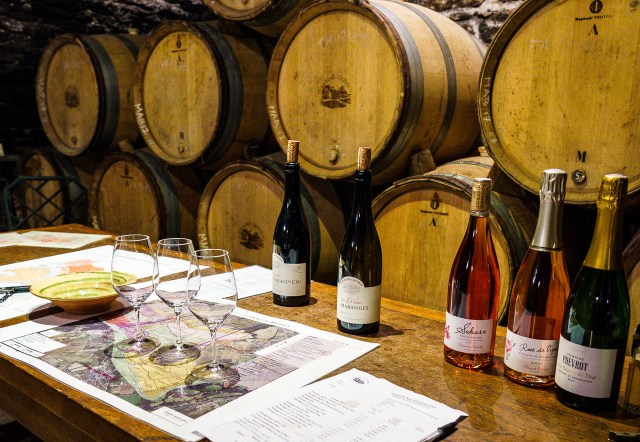Tasting room in the cellar at Domaine Chevrot & Fils in Bourgogne