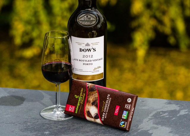 Dark chocolate with raspberries pairs with Dow's LBV Porto