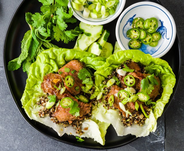 Meredith Deeds' honey-garlic beef wraps