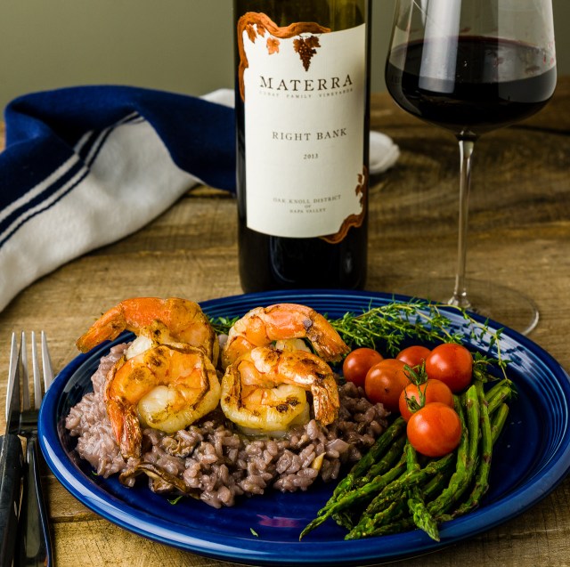 Materra "Right Bank" Napa Valley Merlot with Shrimp & Red Wine Risotto