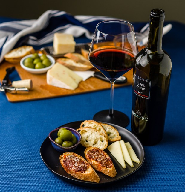 Cantine Ippolito "Liber Pater" Cirò Rosso Classico Superiore with a regional cheese and charcuterie plate